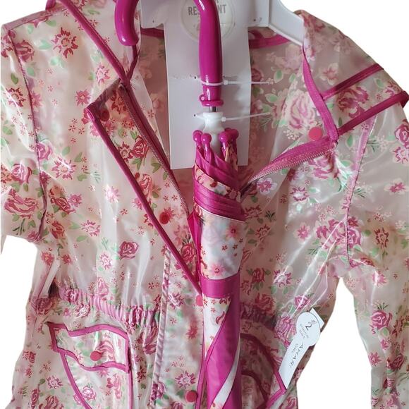 Tahari Girl Floral Raincoat and Umbrella Set, NWT, Girls 7/8 - Picture 2 of 6